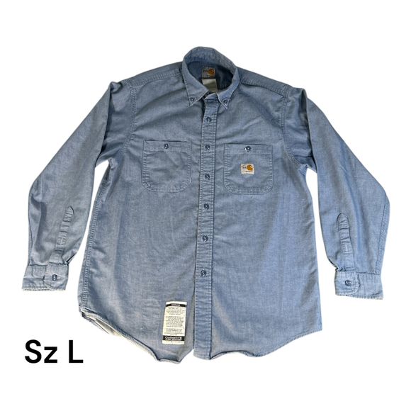 Carhartt Flame Resistant Blue Work Shirt Men’s Sz L - Picture 1 of 5
